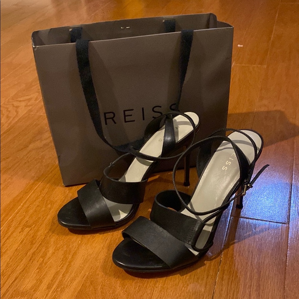 Reiss Black Strappy Heels with Stiletto